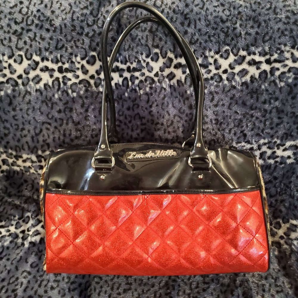 Lux De Ville "Atomic" Tote Black/Red/Leopard
